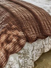 Laura Ashley Brady Scalloped Caramel 180x235cm Bedspread