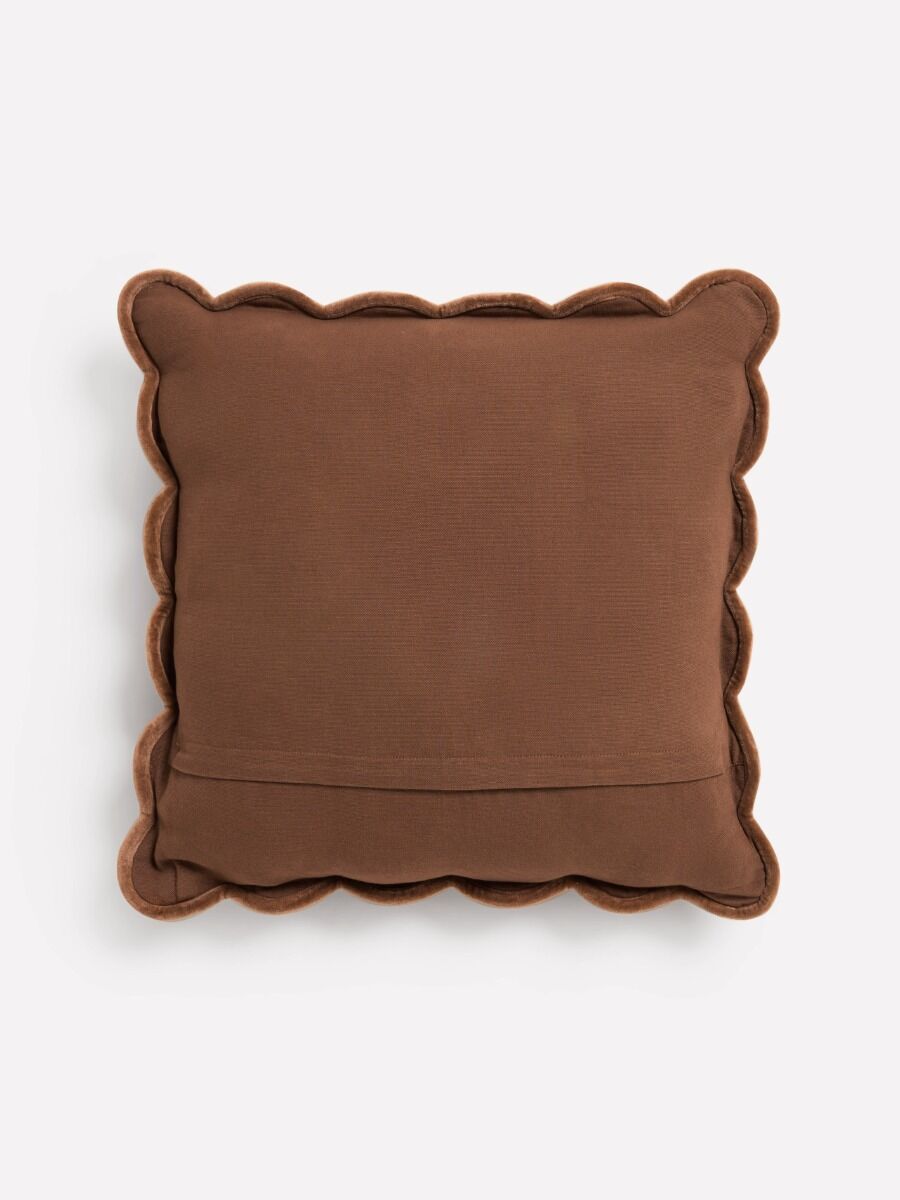 Laura Ashley Brady Scalloped Caramel Microfibre 43x43cm Cushion