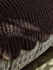 Laura Ashley Brady Scalloped Chocolate 180x235cm Bedspread
