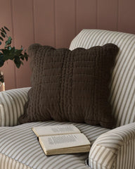 Laura Ashley Brady Scalloped Chocolate Microfibre 43x43cm Cushion