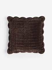 Laura Ashley Brady Scalloped Chocolate Microfibre 43x43cm Cushion