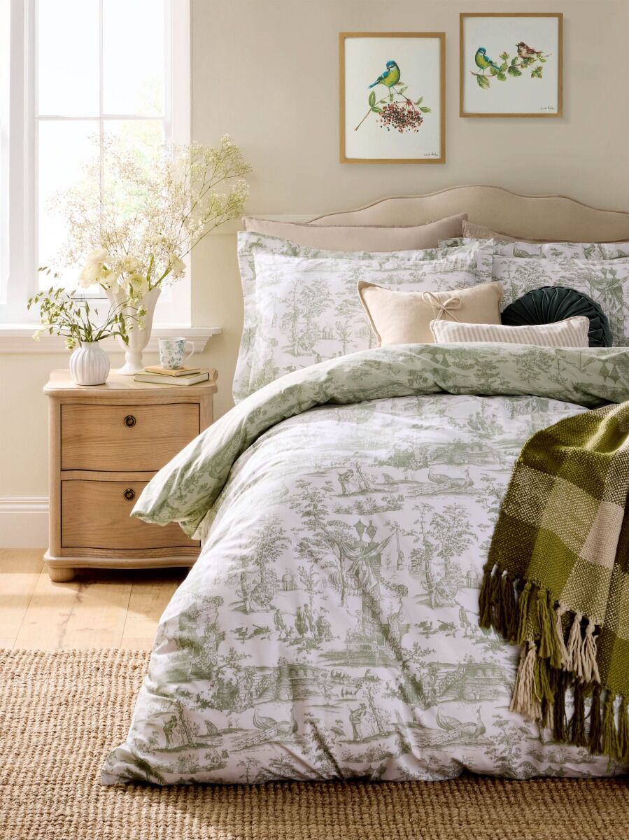 Laura Ashley Braysmith Toile Olive Green Bedding