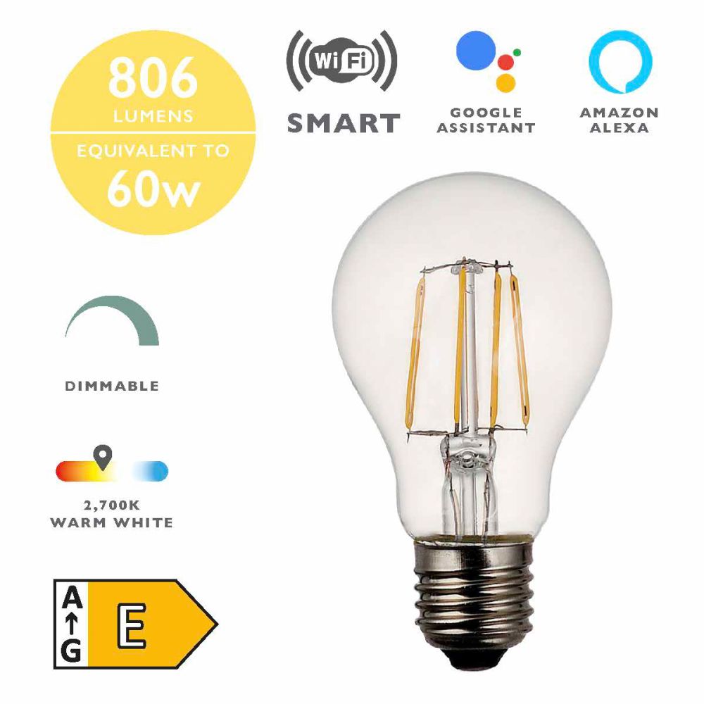 Smart/WiFi LED Light Bulb (Lamp) ES/E27 7W 806LM