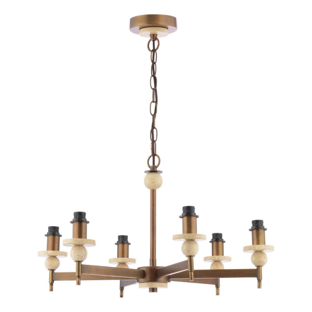 Colenza 6 Light Pendant Antique Bronze and Travertine Fitting Only