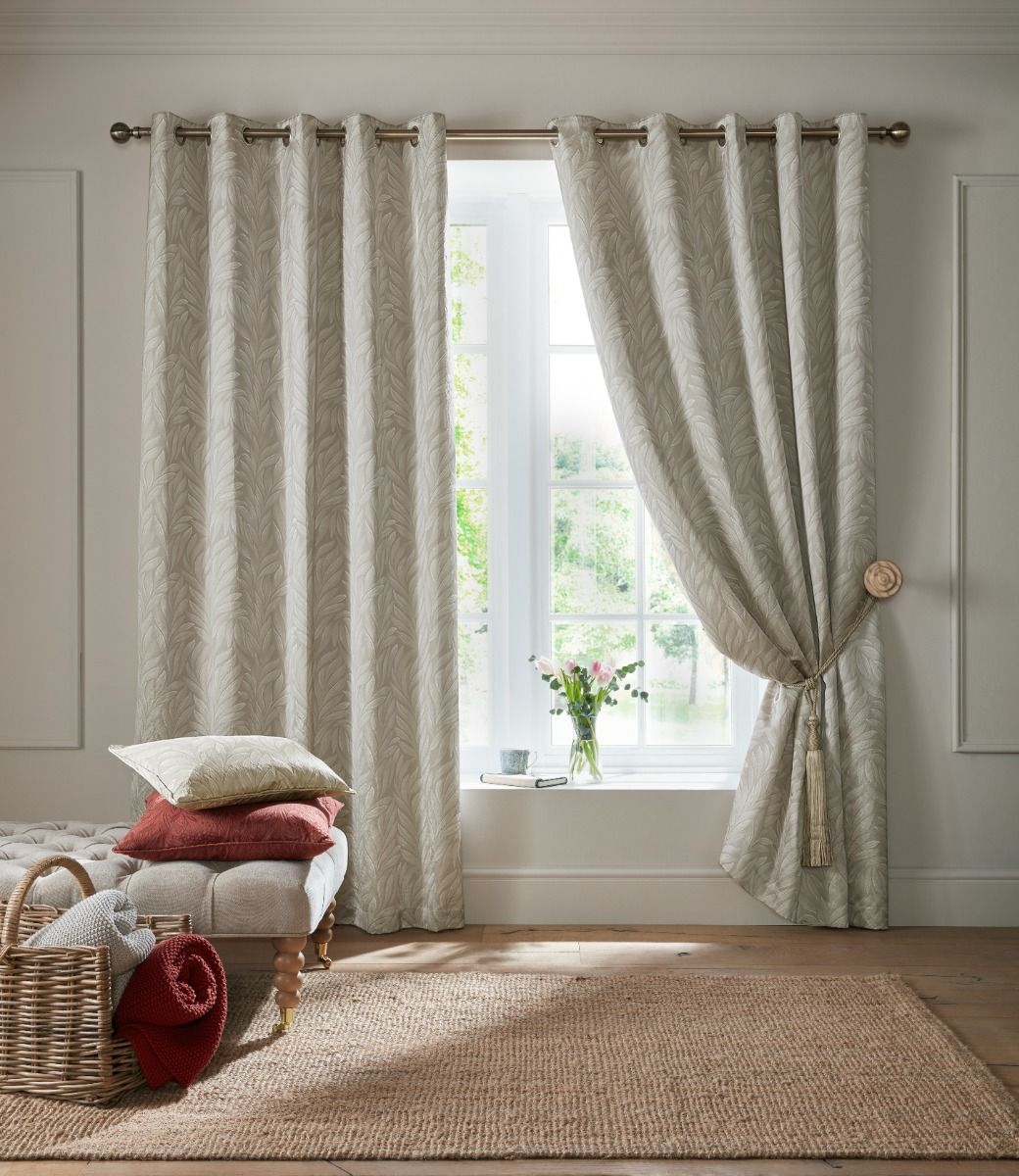 Laura Ashley Coulderton Natural Ready Made Eyelet Curtains