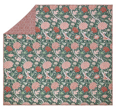 William Morris At Home Cray Forest Green/cranberry 235x235cm Quilted Bedspread