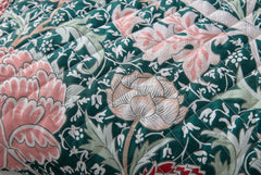 William Morris At Home Cray Forest Green/cranberry 235x235cm Quilted Bedspread