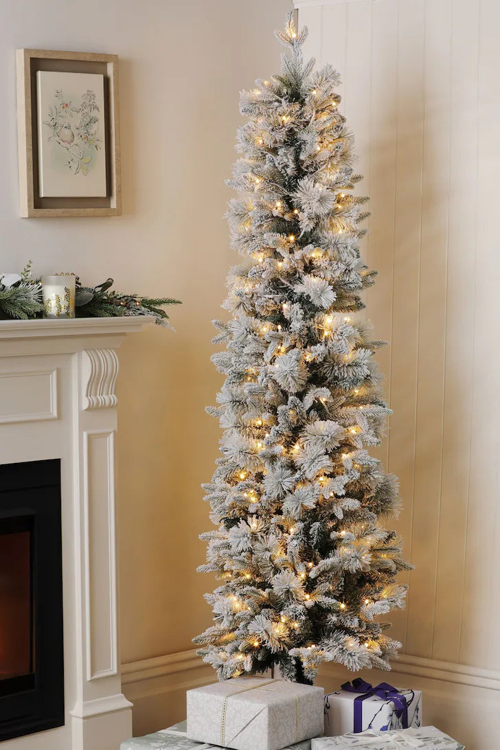 Laura Ashley Frosted 6ft Slim Pre Lit Christmas Tree