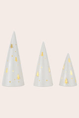 Laura Ashley White Ceramic set of 3 Lit Tree Ornament