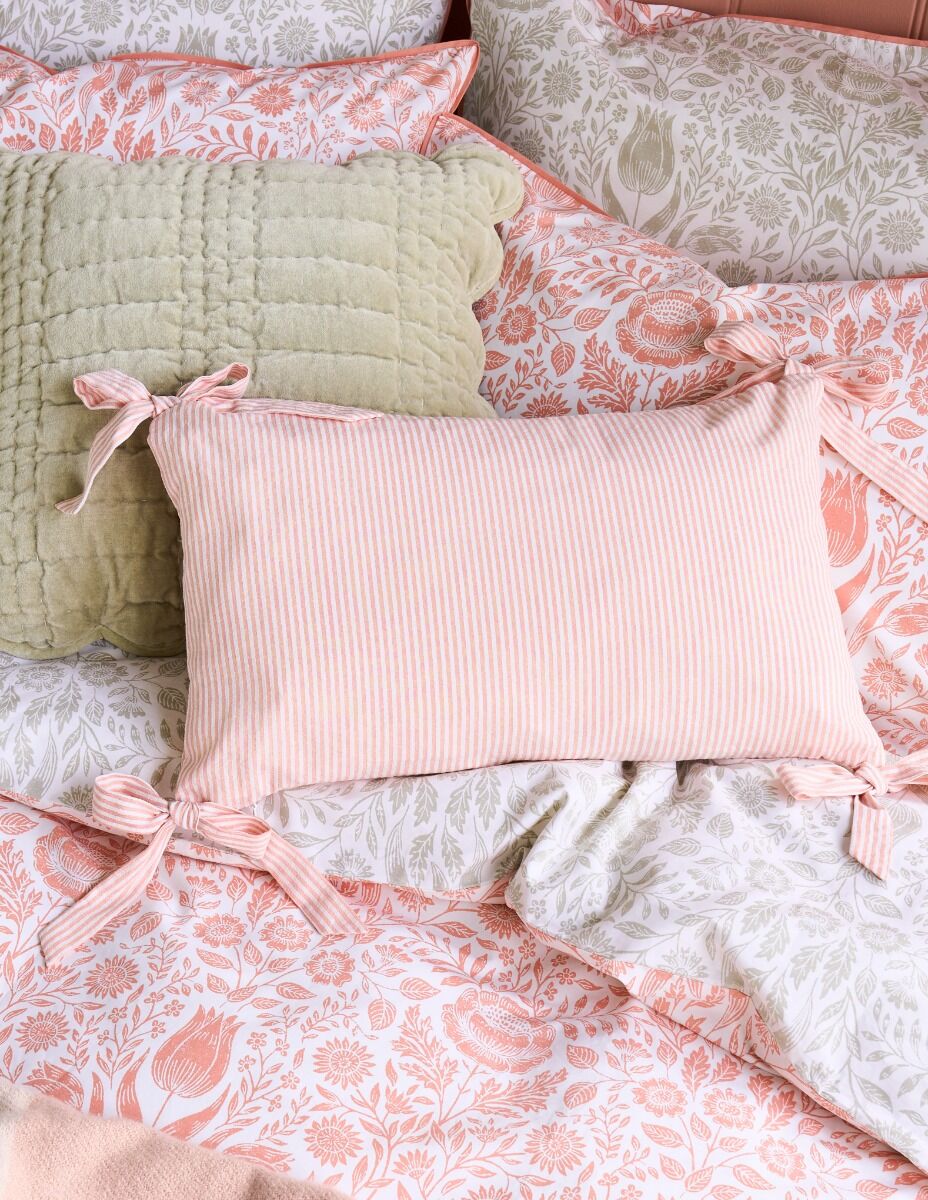 Laura Ashley Flaxley Stripe Pink Microfibre 30x50cm Cushion
