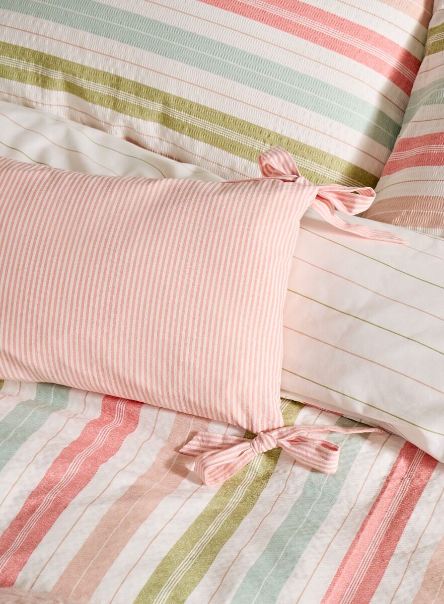 Laura Ashley Flaxley Stripe Pink Microfibre 30x50cm Cushion
