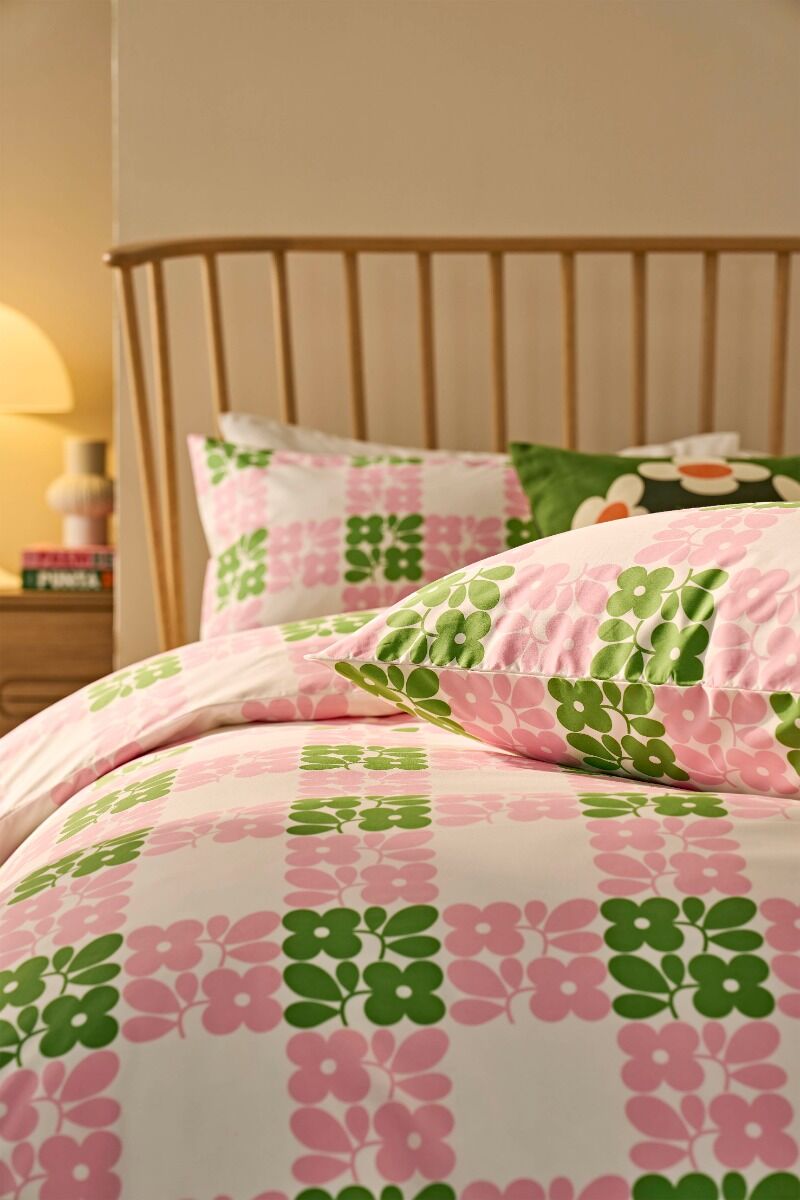 Orla Kiely Floret Check Dill Pink Bedding