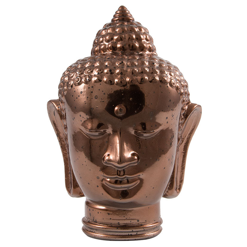 Glass Buddah Head Antique Brass