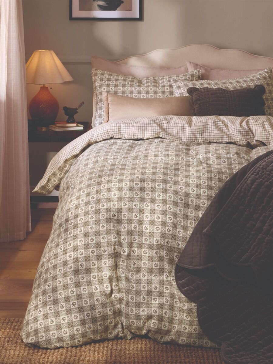 Laura Ashley Hartley Check Dark Truffle Brown Bedding