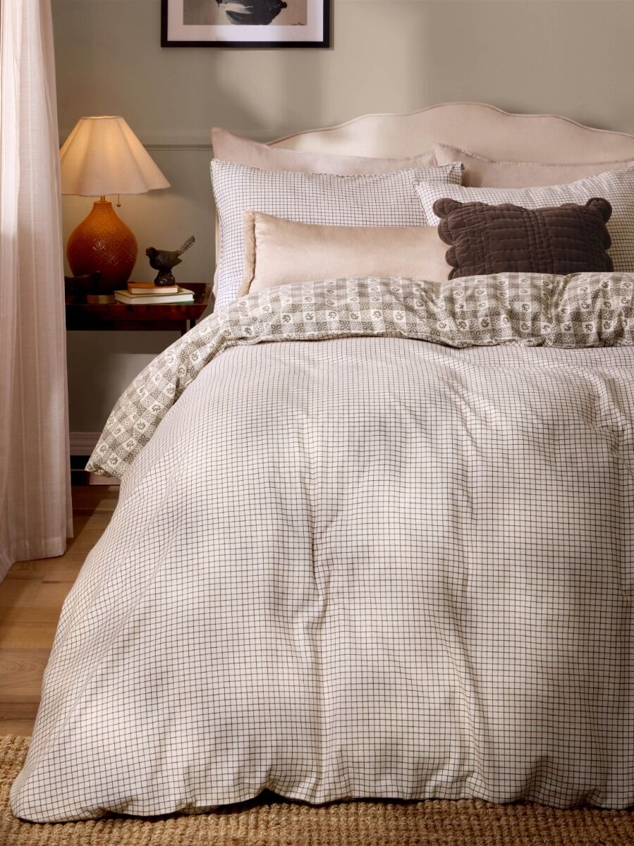 Laura Ashley Hartley Check Dark Truffle Brown Bedding