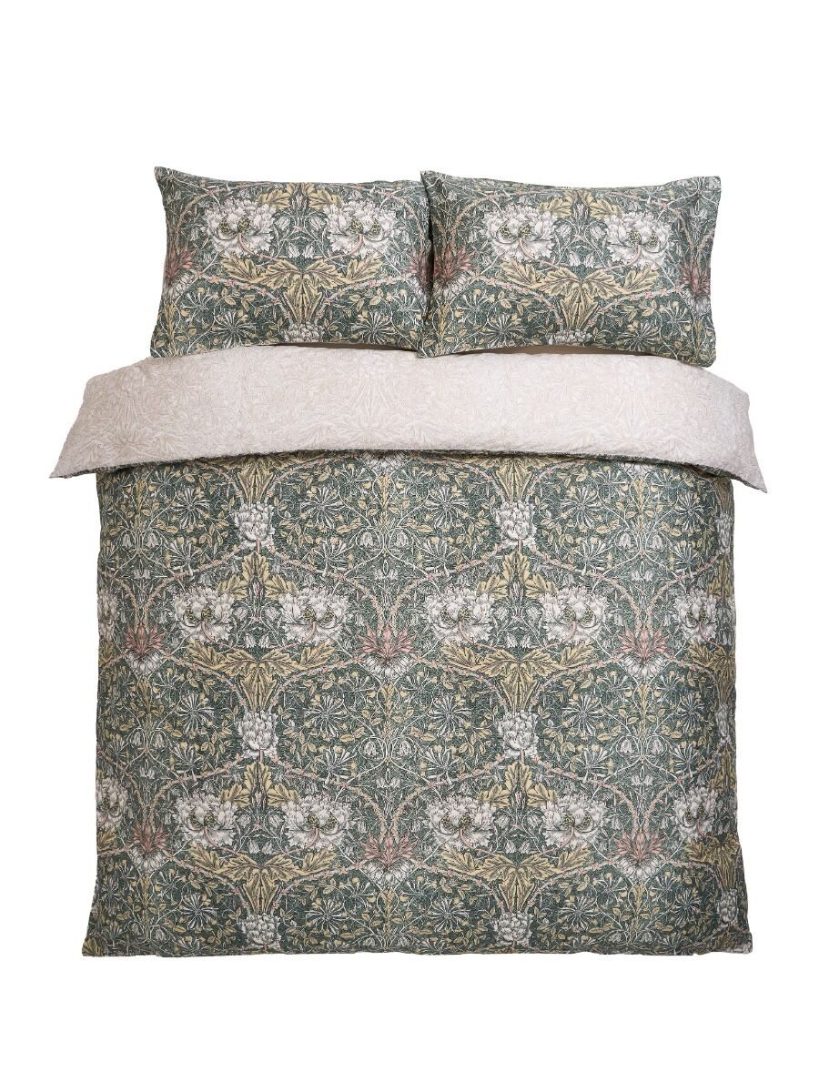 William Morris At Home Honeysuckle And Tulip Sage/plaster Bedding
