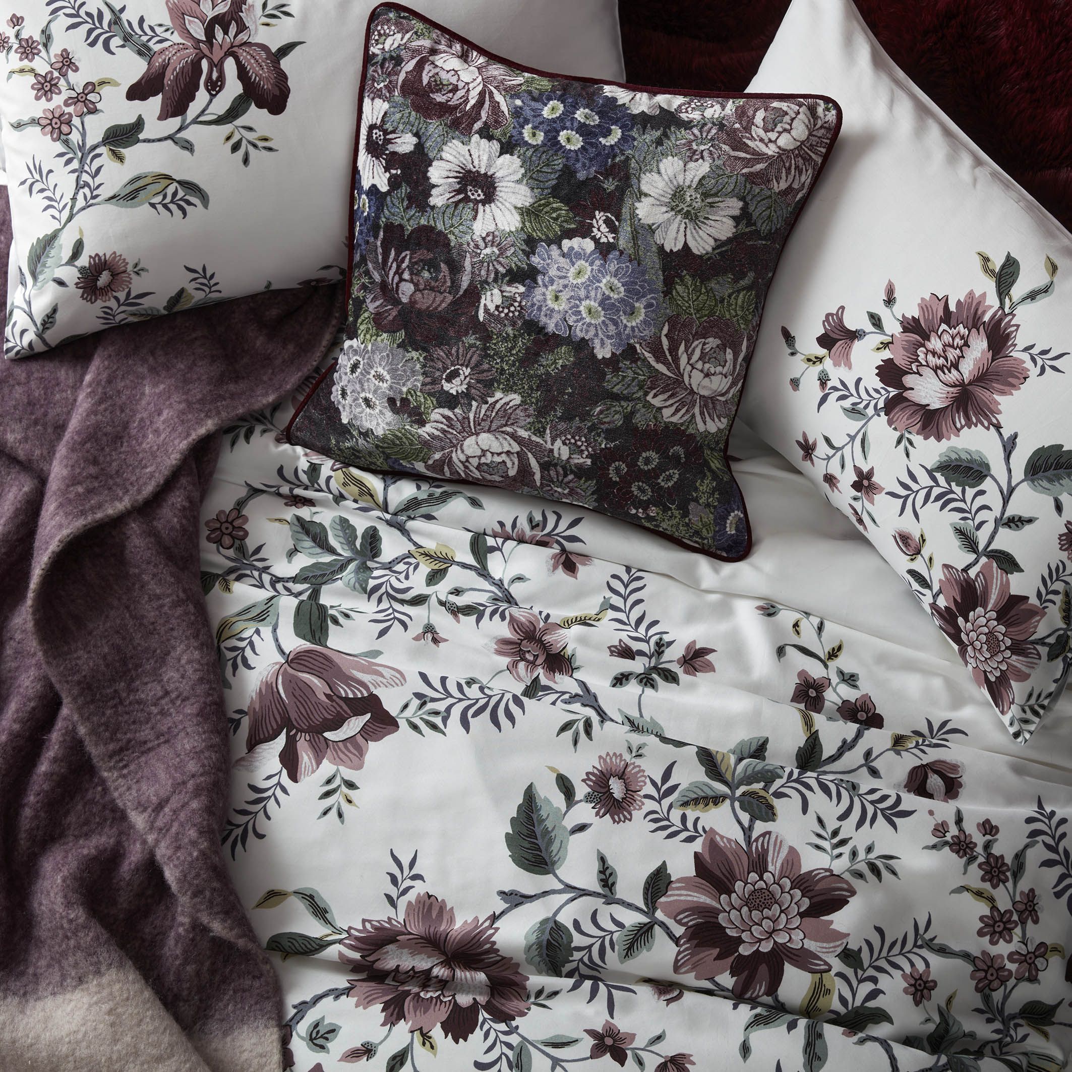 Laura Ashley Honnington Peonies Purple Cushion