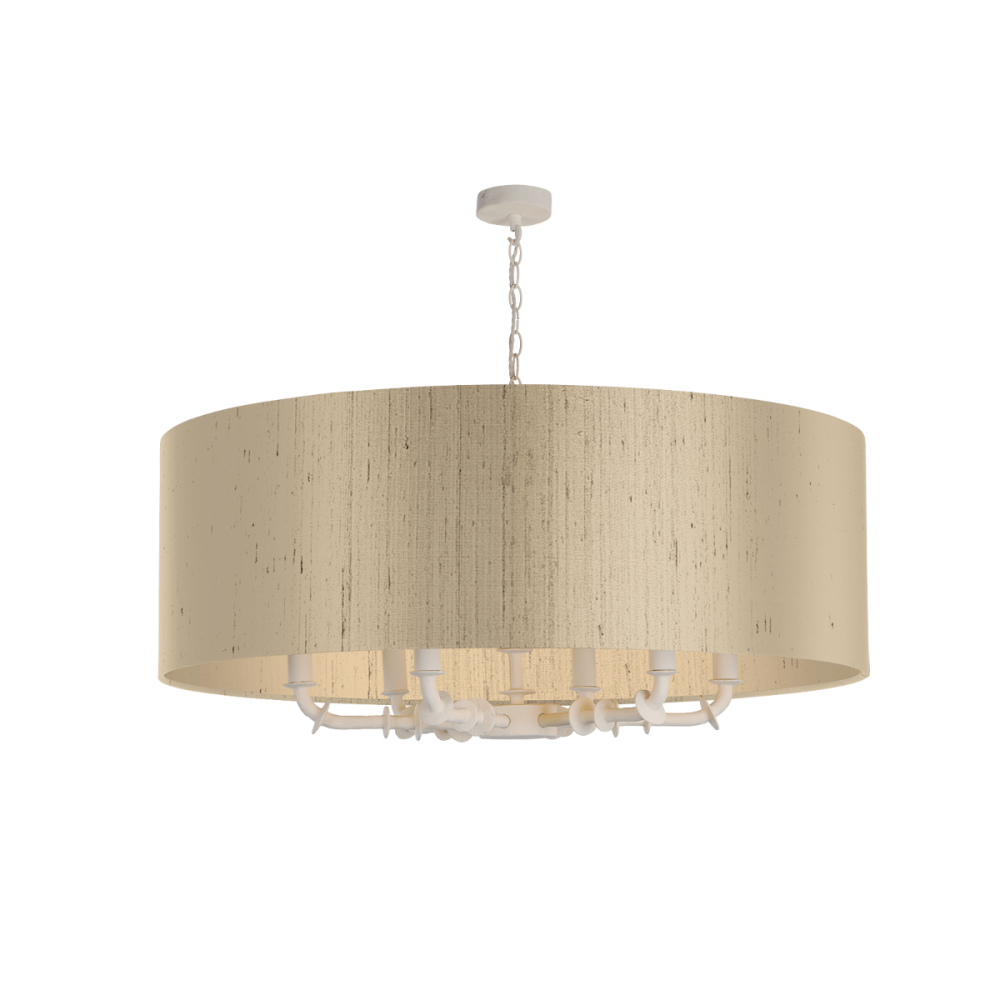 Icarus 6 Light Pendant in Chalk White with Bespoke Large Shade
