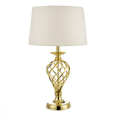 Iffley Touch Table Lamp Gold Cage Twist Base With Shade - Large