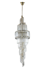 Magnalux, Isla 19 Light 1600mm Crystal Antique Brass