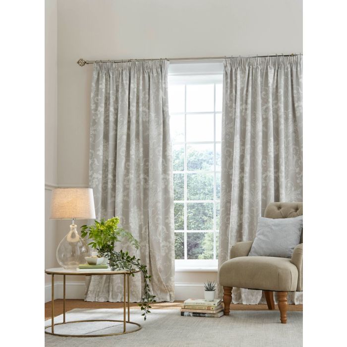 Laura Ashley Josette Dove Grey Ready Made Curtain Pencil Pleat