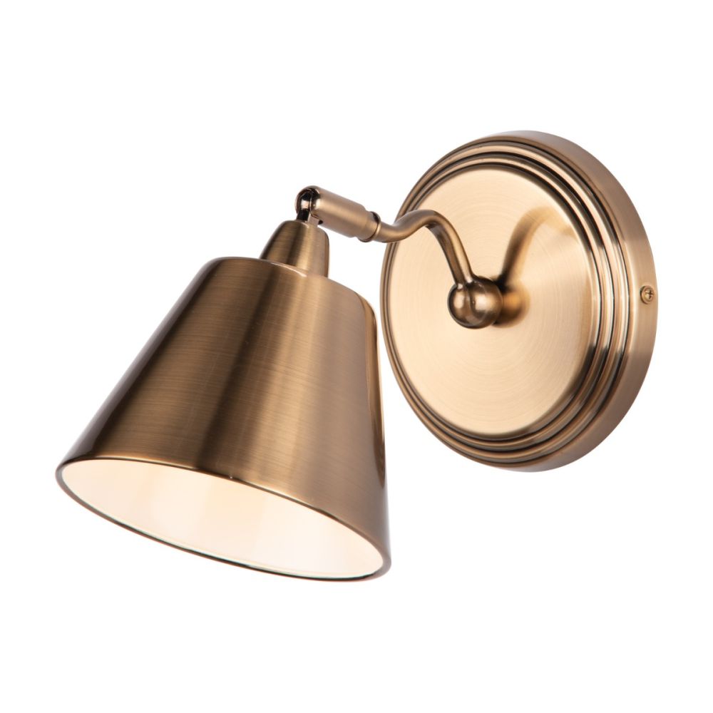 Kempten Single Wall Spotlight Antique Brass Dar Lighting