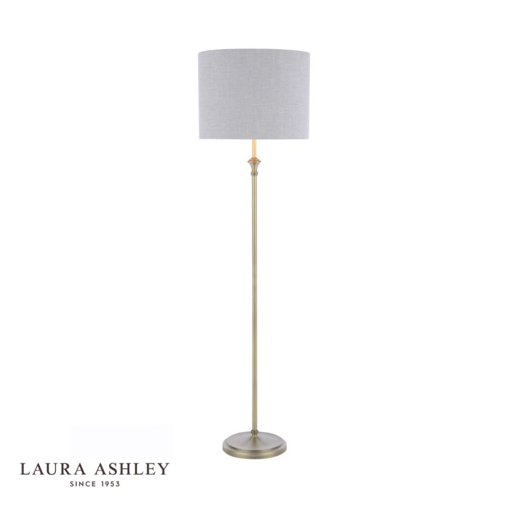 Laura Ashley Highgrove Floor Lamp Matt Antique Brass with Shade