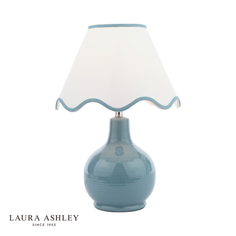 Laura Ashley Bramhope Table Lamp Blue Ceramic With Shade