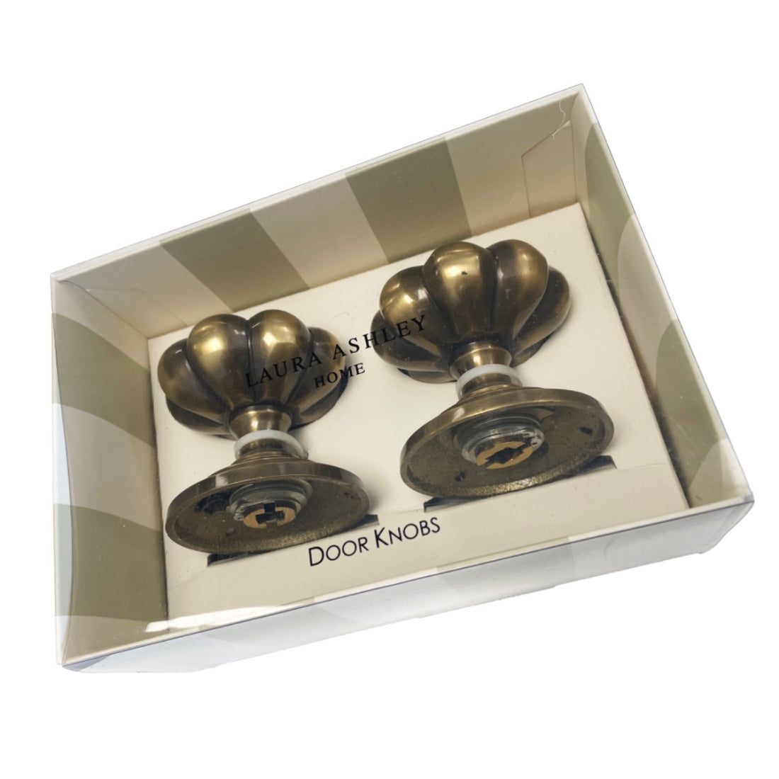 Laura Ashley Lillian Mortice Knob, Antique Brass, Pair