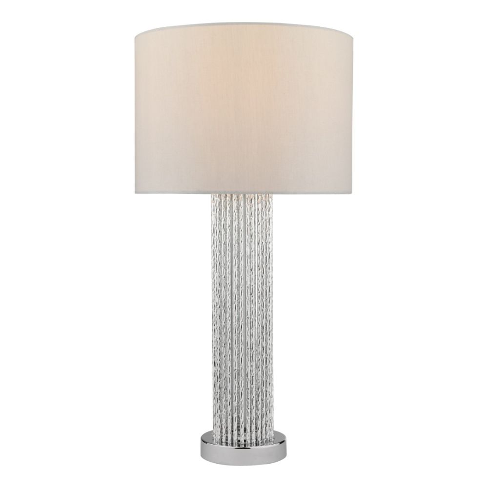 Lazio Table Lamp Polished Chrome Silver Rod With Linen Shade