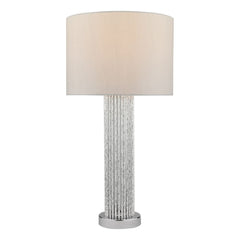 Lazio Table Lamp Polished Chrome Silver Rod With Linen Shade