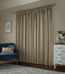 Laura Ashley Lille Stripe Truffle Pencil Pleat Curtains