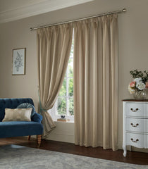 Laura Ashley Lille Stripe Truffle Pencil Pleat Curtains