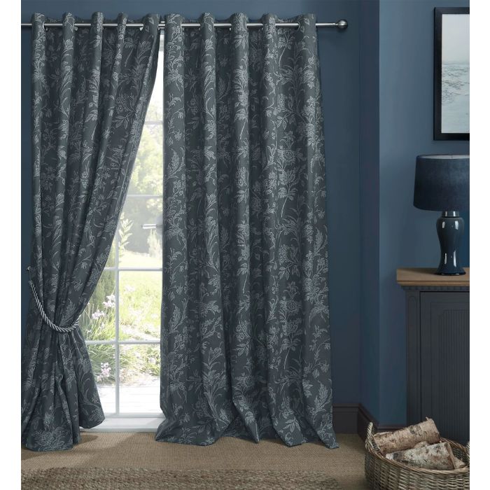 Laura Ashley Lloyd Midnight  Ready Made Curtains