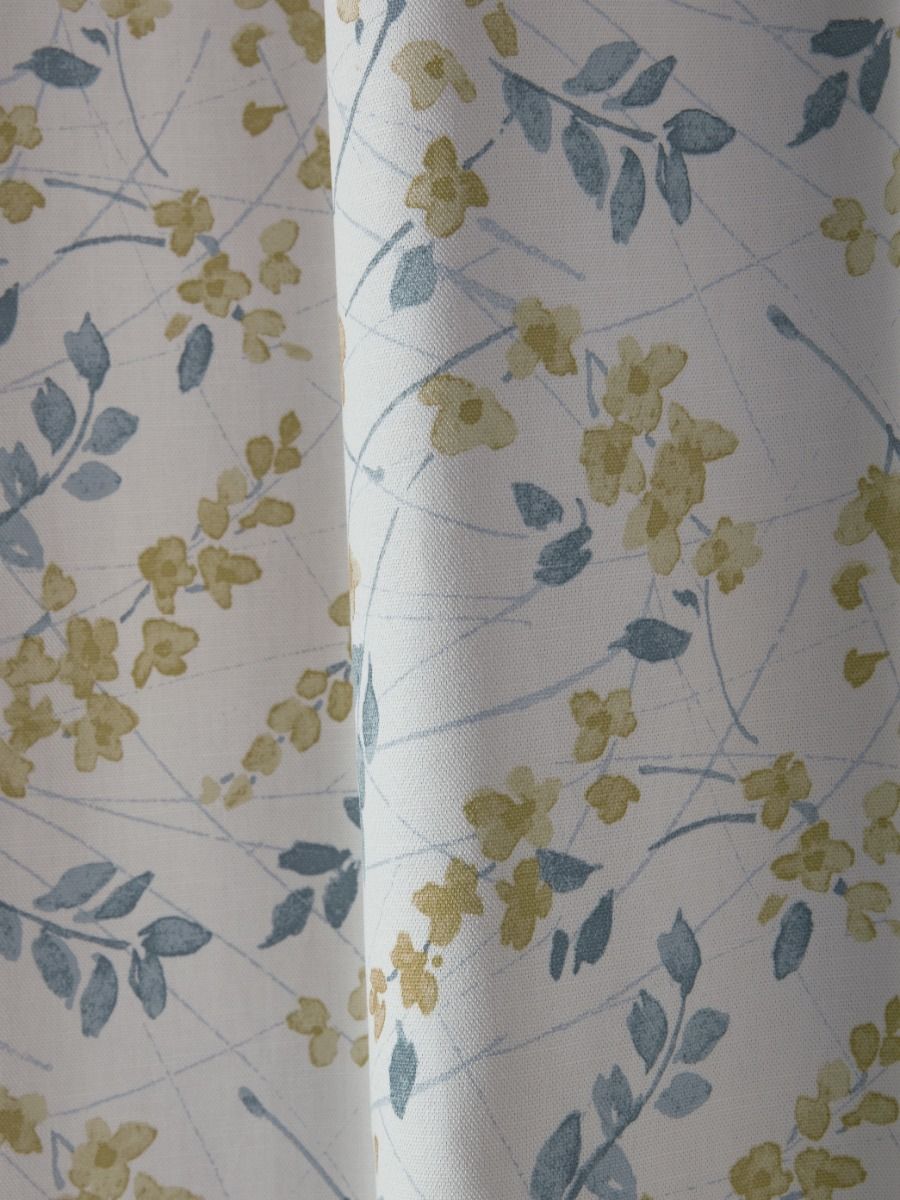 Laura Ashley Longston Sprig Ochre Yellow Ready Made Curtains