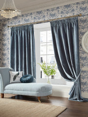 Laura Ashley Loretta Dark SeaSpray Pencil Pleat Curtains
