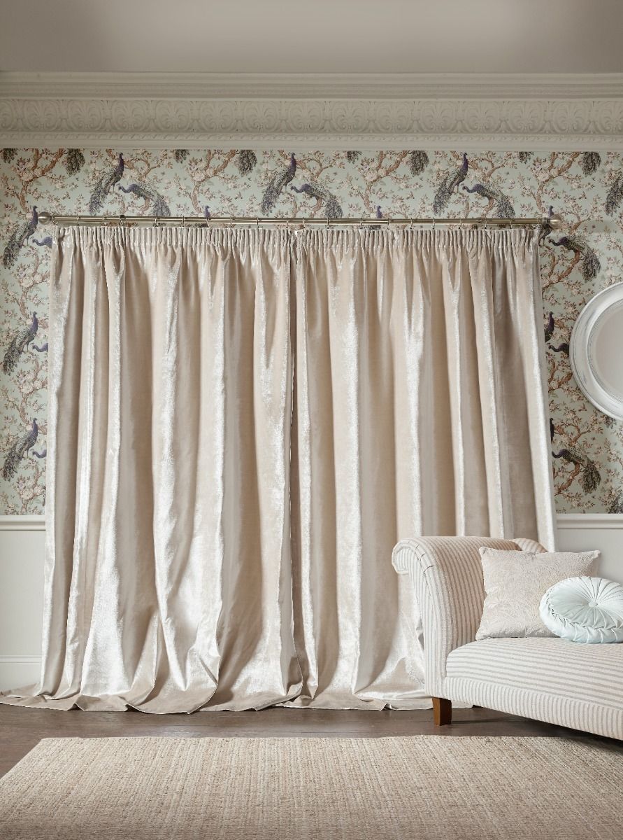 Laura Ashley Loretta Pale Truffle Pencil Pleat Curtains