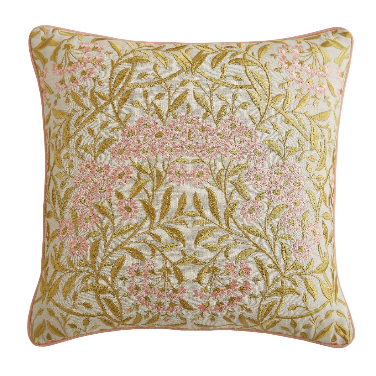 William Morris At Home Michaelmas Daisy Brick Pink/gold Microfibre 43x43cm Cushion