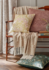 William Morris At Home Michaelmas Daisy Brick Pink/gold Microfibre 43x43cm Cushion