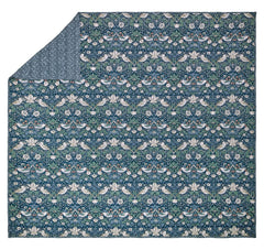 William Morris At Home Midnight Strawberry thief Prussian Blue 235x235cm Quilted Bedspread