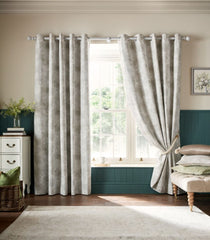 Laura Ashley Millhayes Natural Ready Made Blackout Eyelet Curtains