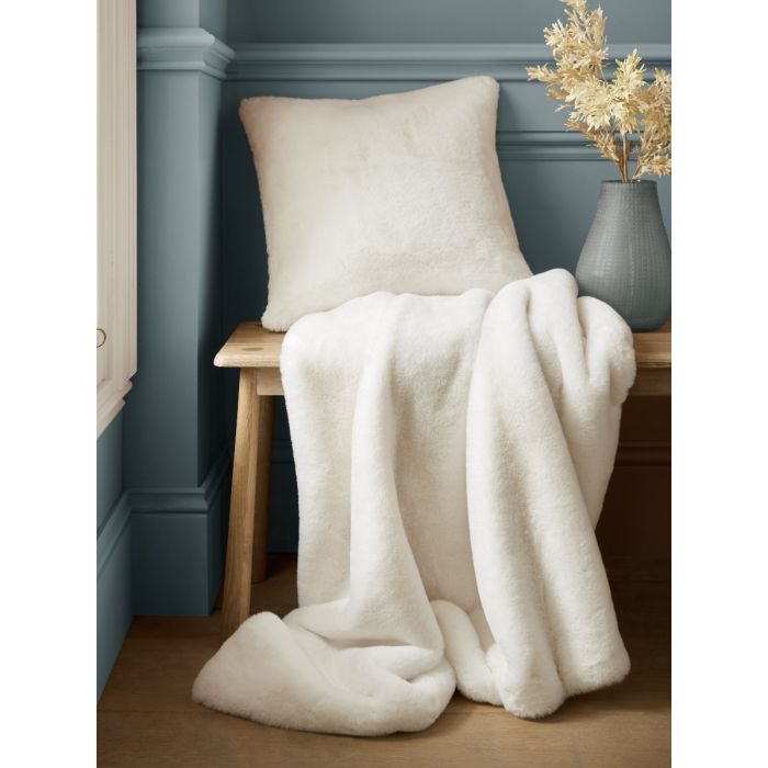 Laura Ashley Newland Artic White Faux Fur Throw