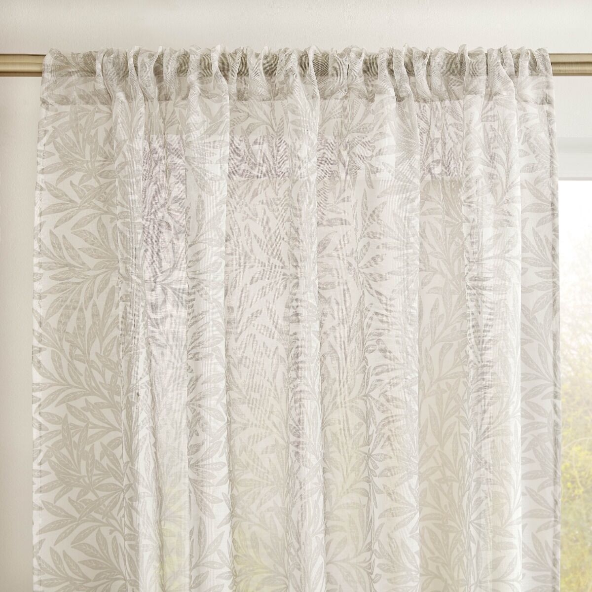 William Morris At Home Original Willow Linen Voile Slot Top Sheer Panel Curtains