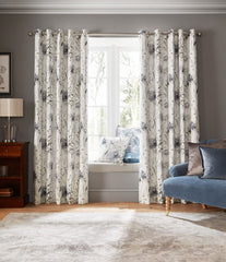 Laura Ashley Pallington Bloom Smoke Blue Ready Made Curtains