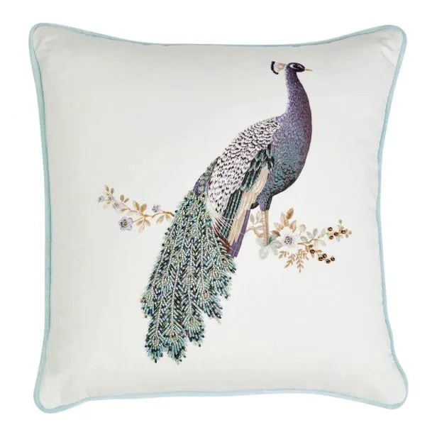 Laura Ashley Peacock Duck Egg  Beaded Cushion