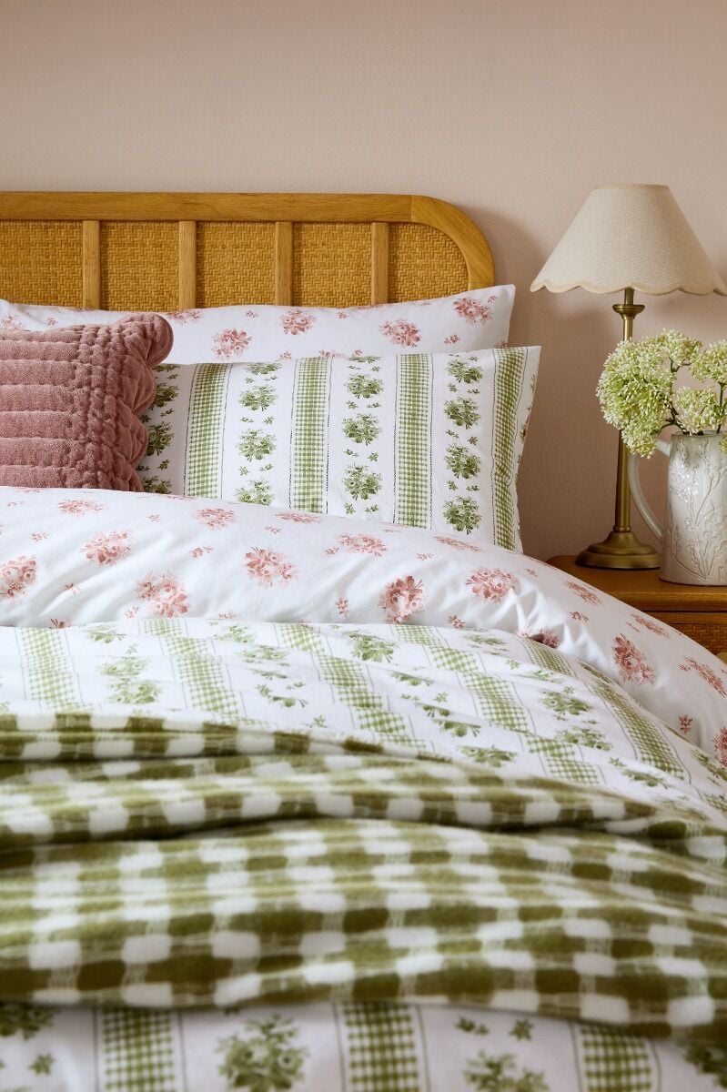 Laura Ashley Pensham Stripe Sage Pink Bedding