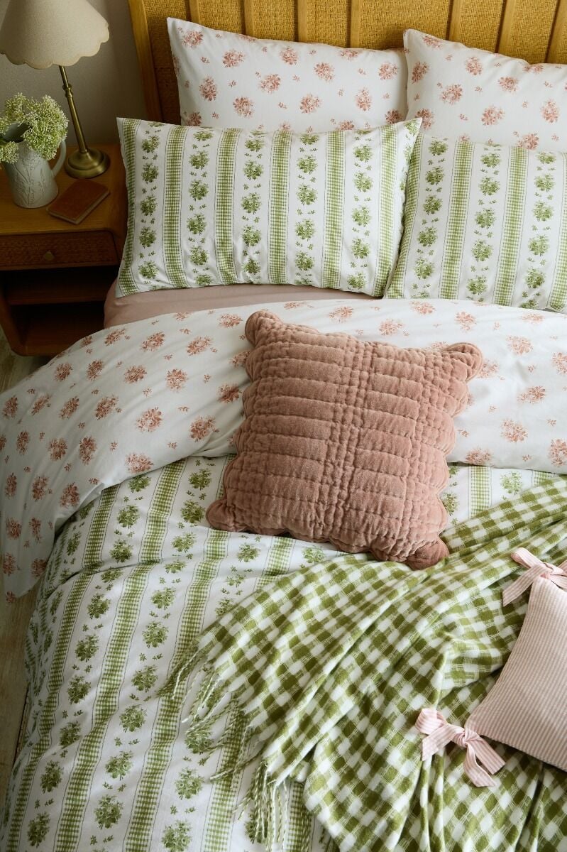 Laura Ashley Pensham Stripe Sage Pink Bedding