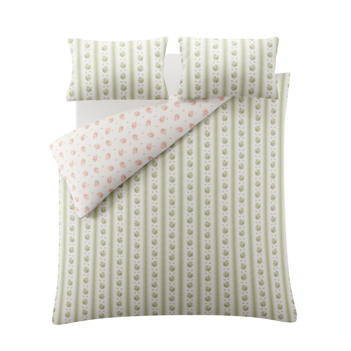 Laura Ashley Pensham Stripe Sage Pink Bedding