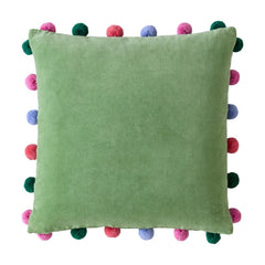 Bluebellgray Pom Pom Verdigris Green Microfibre 45x45cm Cushion