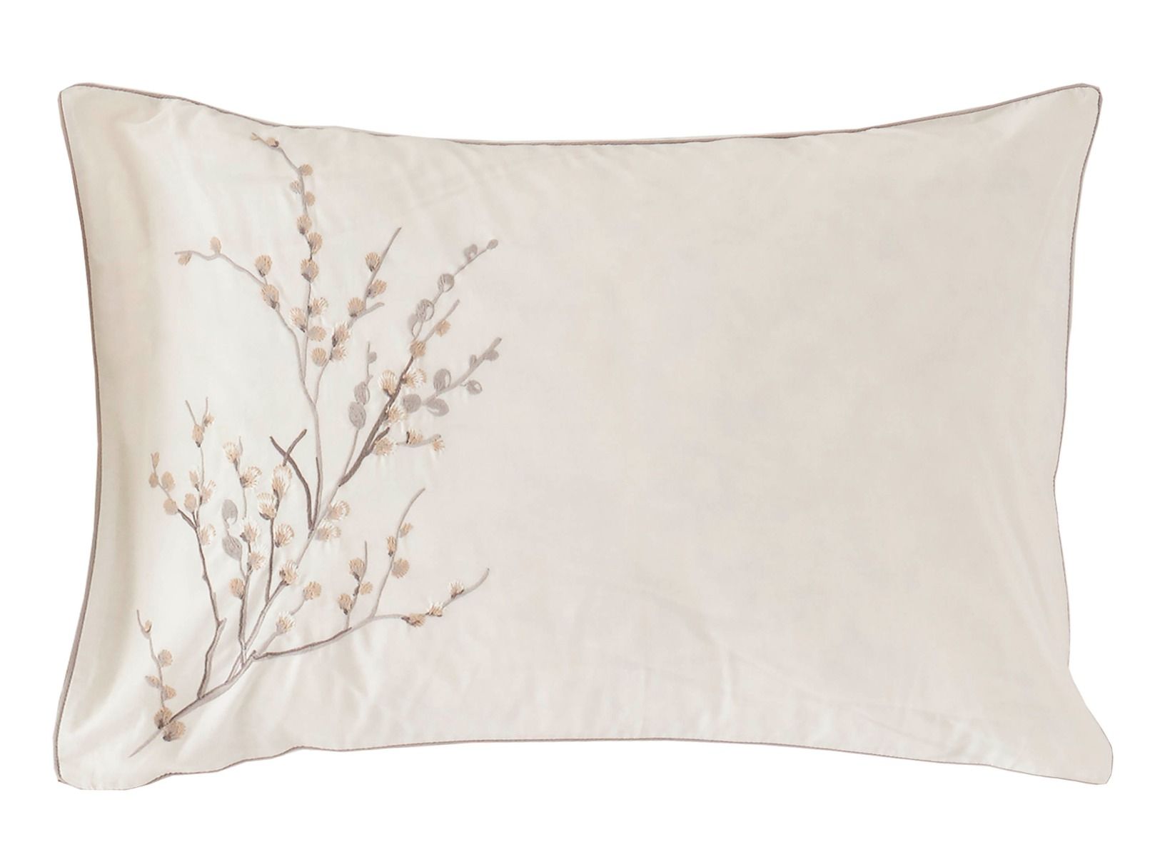 Laura Ashley Pussy Willow Sprig Embroidered Dove Grey Bedding